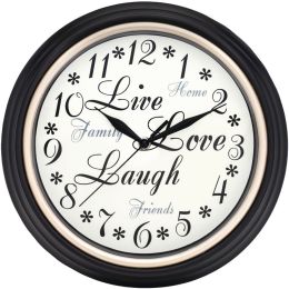 Westclox 32032 12" Round Live Love Laugh Message Clock