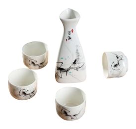 Set Of 5 Household Use/Restaurant Sake Cups Ceramic Wine Sets-Simple