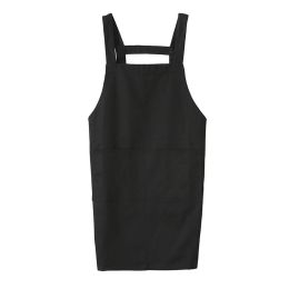Black Cotton Home Kitchen Apron Coffee Shop Waiter Fashionable Waterproof Apron