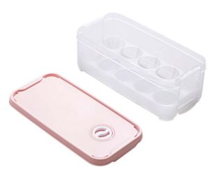 Set of 2 Egg Holder Egg Container With Lid 10 Grid Each Eggs Box Plastic,A