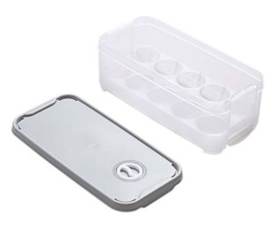 Set of 2 Egg Holder Egg Container With Lid 10 Grid Each Eggs Box Plastic,B