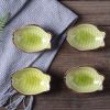 Sets of 4 Ceramic Saucepan Creative Fish Snack Plate Sauce Dish Mustard Sauce, Light Green