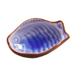 Sets of 4 Ceramic Saucepan Creative Fish Snack Plate Sauce Dish Mustard Sauce, Blue