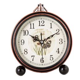 Elegant Silent Round Alarm Clocks Living Room Alarm Clock Desk Clock, H