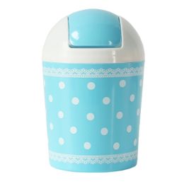 2PCS Cute Mini Trash Can Bin Desk Wastebasket with Lid for Home/Office, Blue