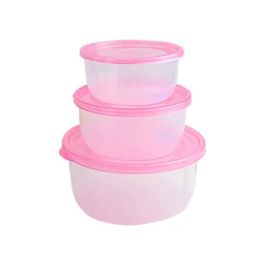 Set of 3 Premier Food Storage Containers Preservation Box Plastic canisters Pink