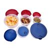 Set of 3 Food Storage Containers Preservation Box Roundness Plastic Purplish Red