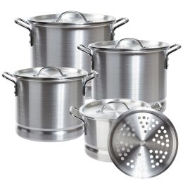 4 Pc Aluminum Stock Pots w/Steamer