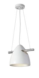 Dainolite Home Indoor Decorative 1-Light Adjustable Pendant on Chrome Bar - Matt White Finish