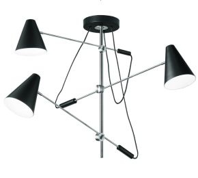 Dainolite Home Decorative 3 Light Pendant with Adjustable Arms and Metal Shades - Polished Chrome
