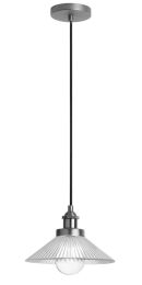 Dainolite Single Pendant with Ribbed Glass Satin Chrome Finish
