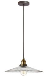 Dainolite Single Pendant with Ribbed Glass Vintage Steel
