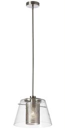 Dainolite Decorative 1-Light Pendant with Clear Glass and Steel Mesh - Polished Chrome Canopy Base