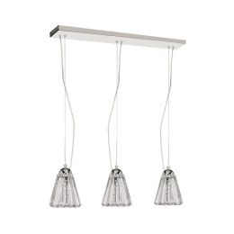 Dainolite Decorative 3 Light Horizontal Crystal Pendant, Polished Chrome