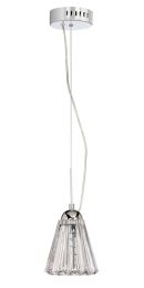 1 Light Crystal Pendant Polished Chrome Optical Crystal 6"W